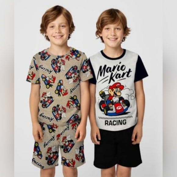 Nintendo NWT Mario Kart 4-Piece Pajama Tops & Pajama Shorts Set Size 4 - Picture 6 of 9